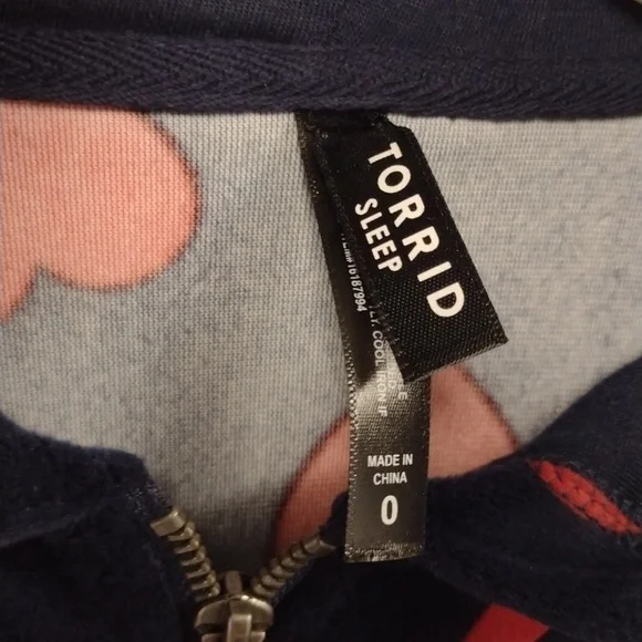 Torrid Red and Blue Hoodie Intimates Sleepwear, Size 0 (12/L) - Picture 2 of 11